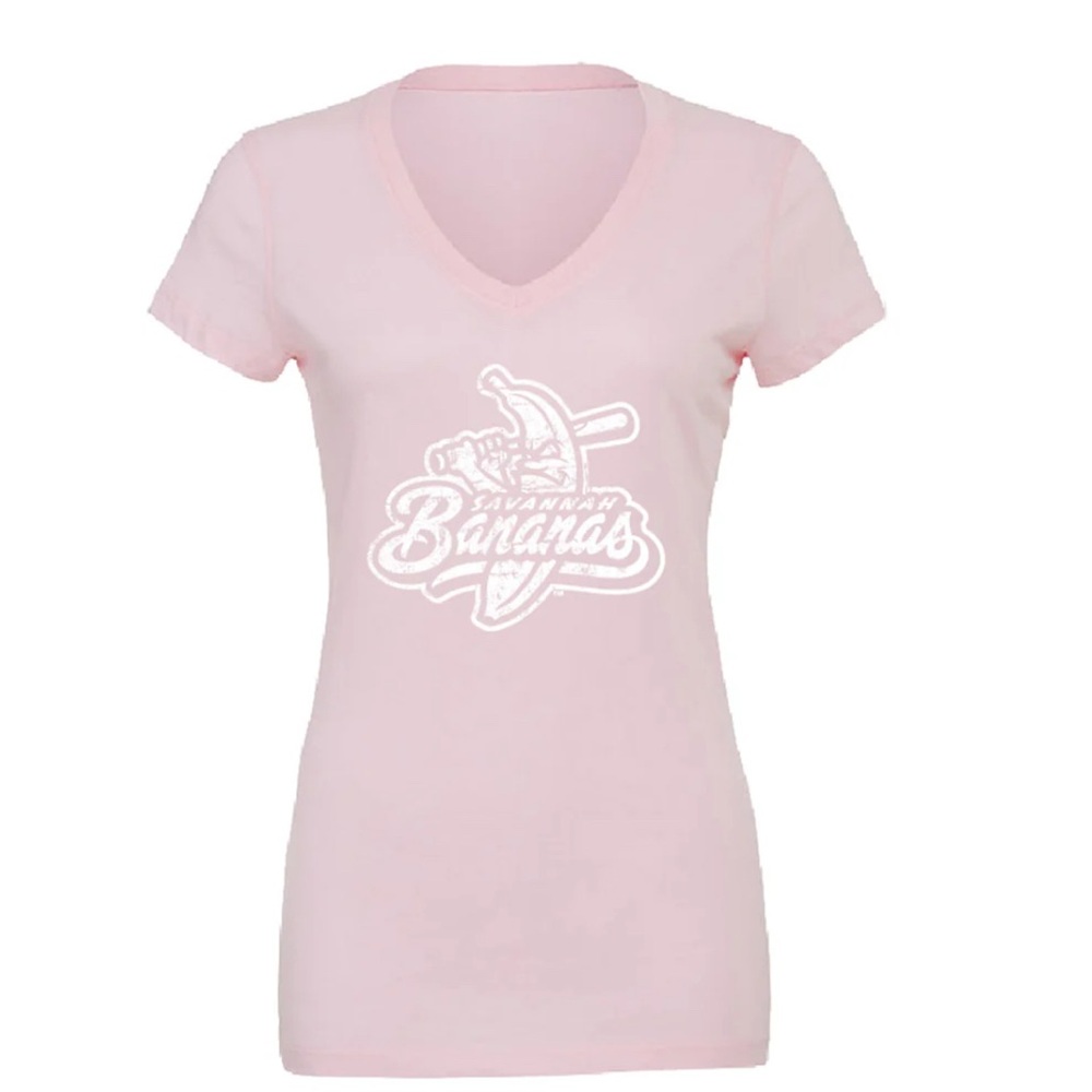 WOMEN'S Bananas Short Sleeve Primary Logo V-Neck Tee - Light Pink